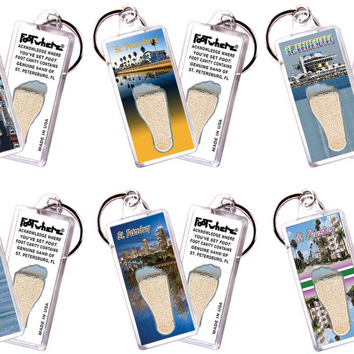 St. Pertersburg FootWhere® Souvenir Keychain. 72 pieces/6 assorted styles. for wholesale by FootWhere- USA Group, Inc.
