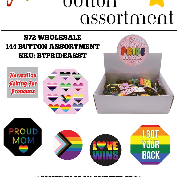 Pride Button Assortment for wholesale by Kalan