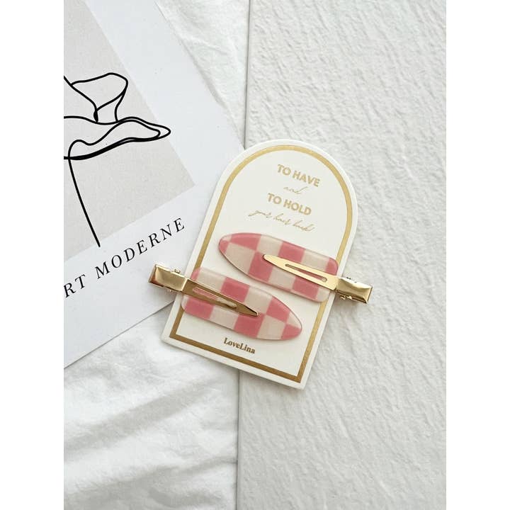 LoveLina - Wholesale Hair Clip - Women's - Crease Free Checkered Clips - DEBBIE Checkered3
