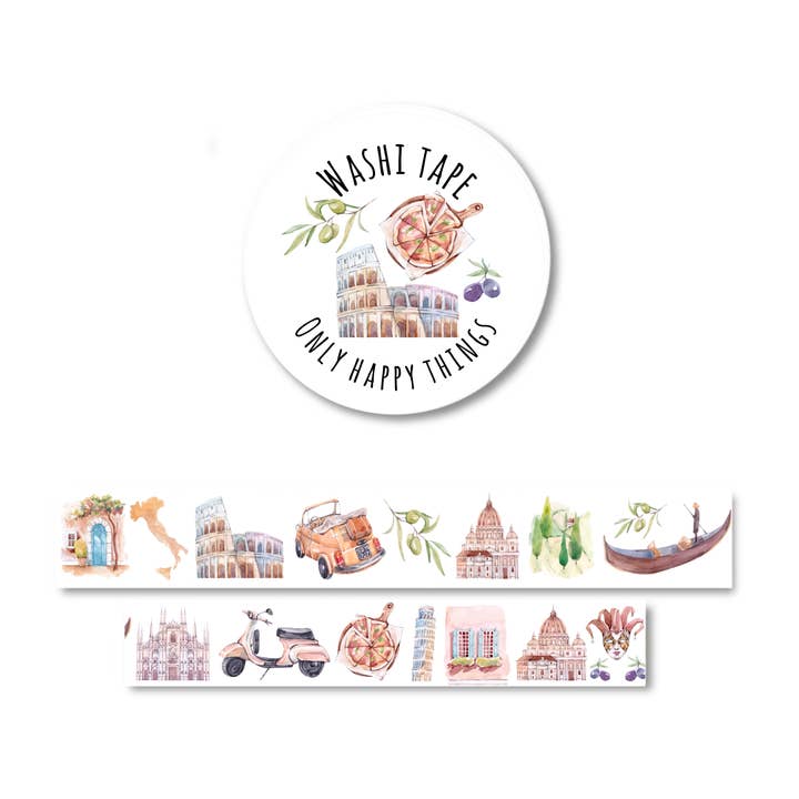 Washi tape Let's go to Italy (2 cm) for wholesale by Only Happy Things Stationery