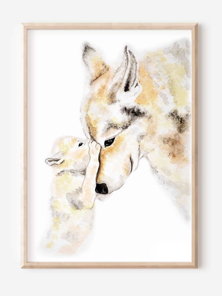 Wolfshund Mit Welpen Poster Für Kinderzimmer für den Großhandel von MiniDei