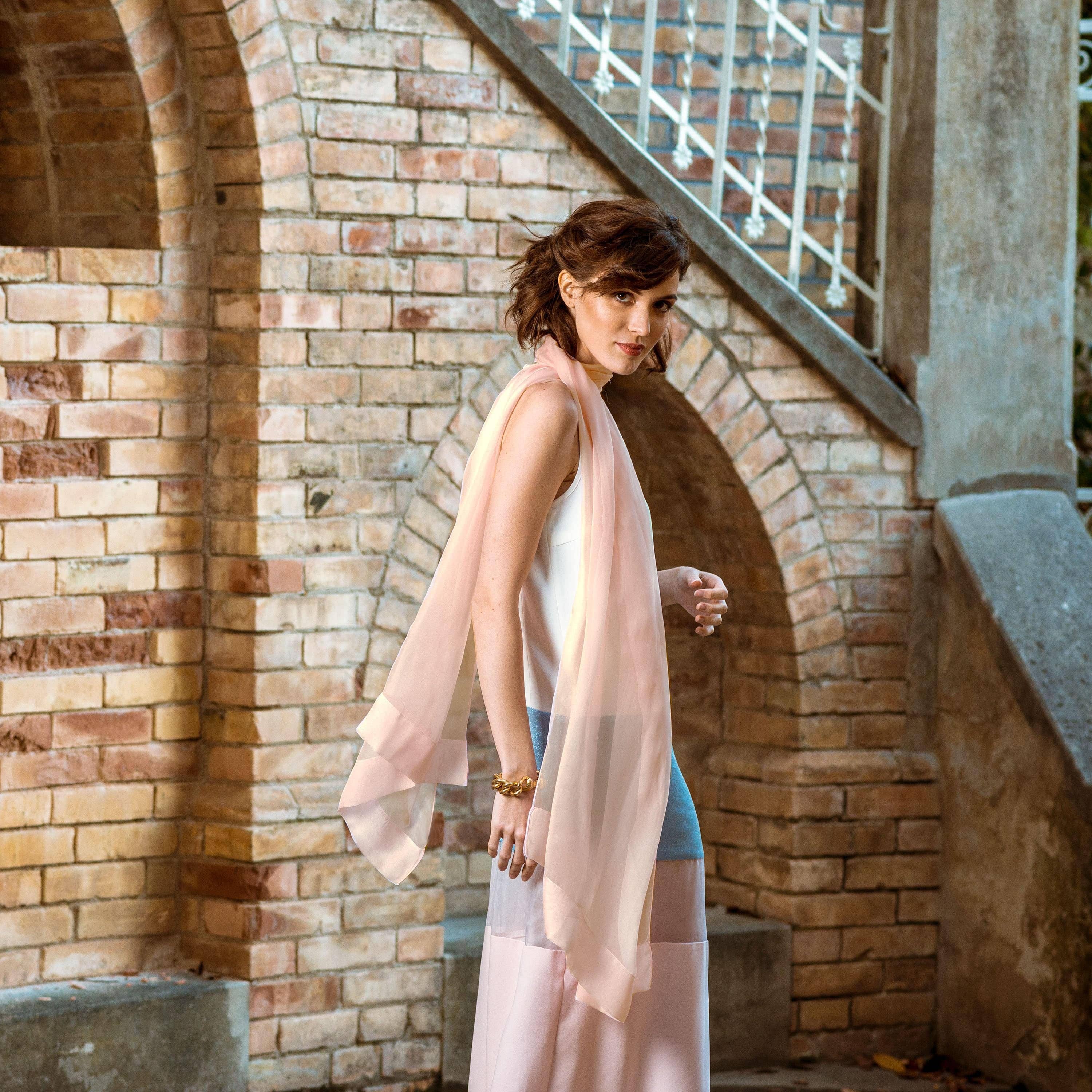 Elizabetta Made in Italy USA - Wholesale Scarf - Women's - Carmen - Silk Scarf/Shawl - Blush Pink0