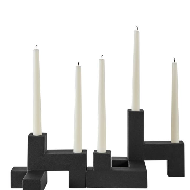 Danya B - Wholesale Candle Holder - Black Metal Stacking Candelabra Taper Candle Holder Set