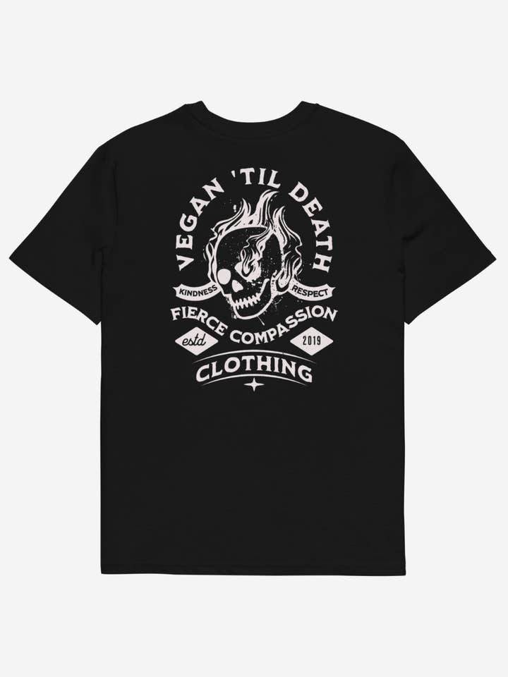 Vegan 'Til De*th Unisex T-Shirt (Back) for wholesale by Plant Babes