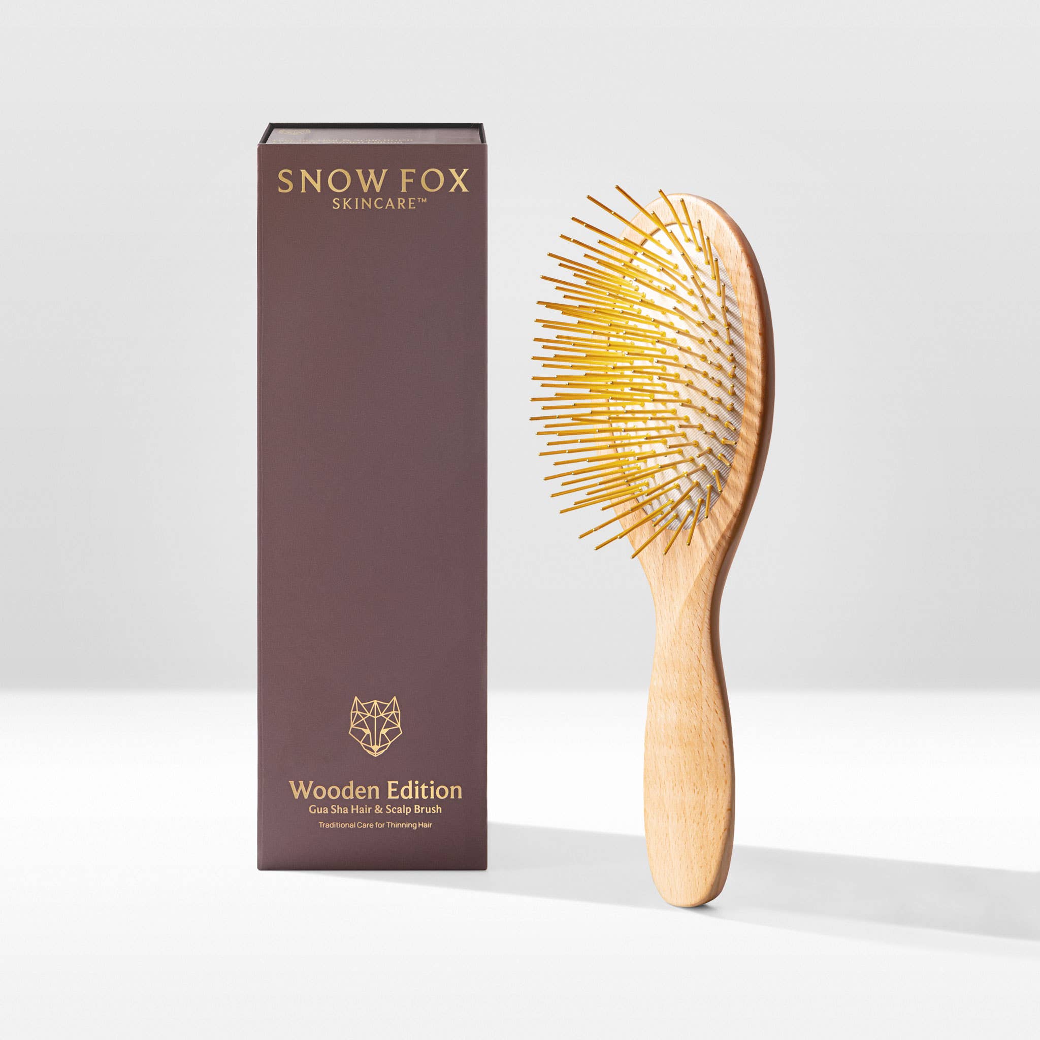 Snow Fox Skincare - Wholesale Hair Brush/Comb - Gua Sha Hair & Scalp Brush: Premium Wooden Edition