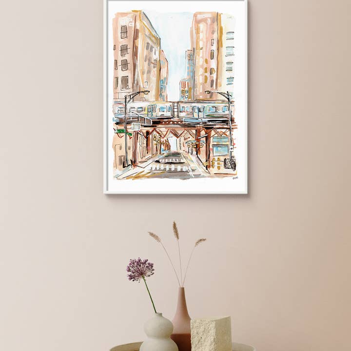 Rachel Reynolds Art - Wholesale Art Print - The L Chicago Art Print, Train Art2