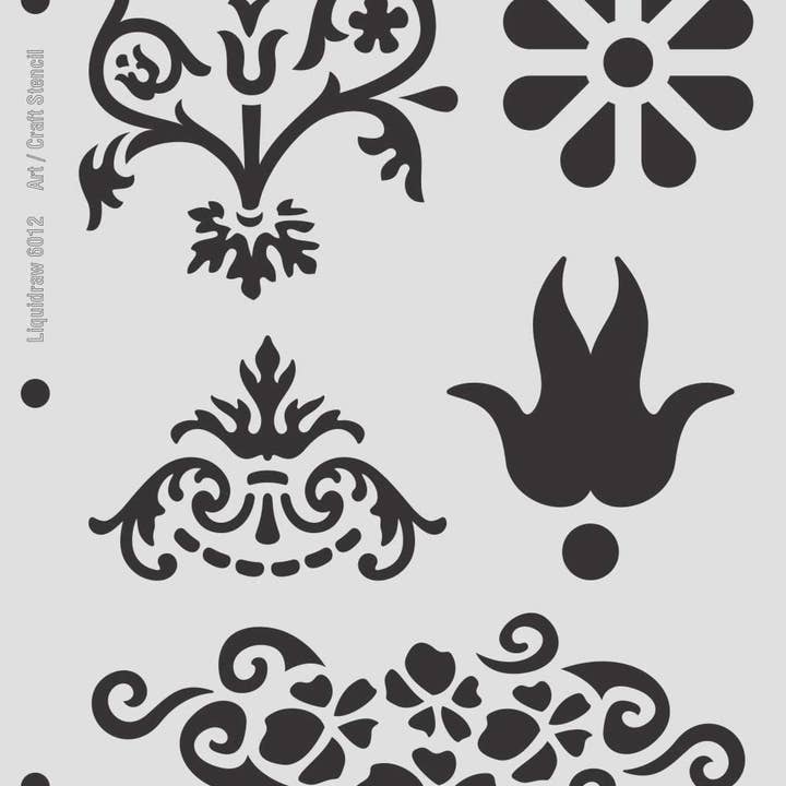 Liquidraw – wholesale Stencil/craft die – Liquidraw Design Stencils for Crafts, Furniture Painting, Drawing, Cakes, Letters, Numbers, Card Making, Christmas Decoration, Glass, Flowers, Wood, Wedding Invitations, Scrapbooking, Journals Reusable Templates Stencil with Shapes & Patterns1