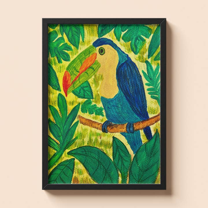 Tropical Toucan Wall Art Vibrant print for home decor for wholesale by Chantelle Taylor Illustrations