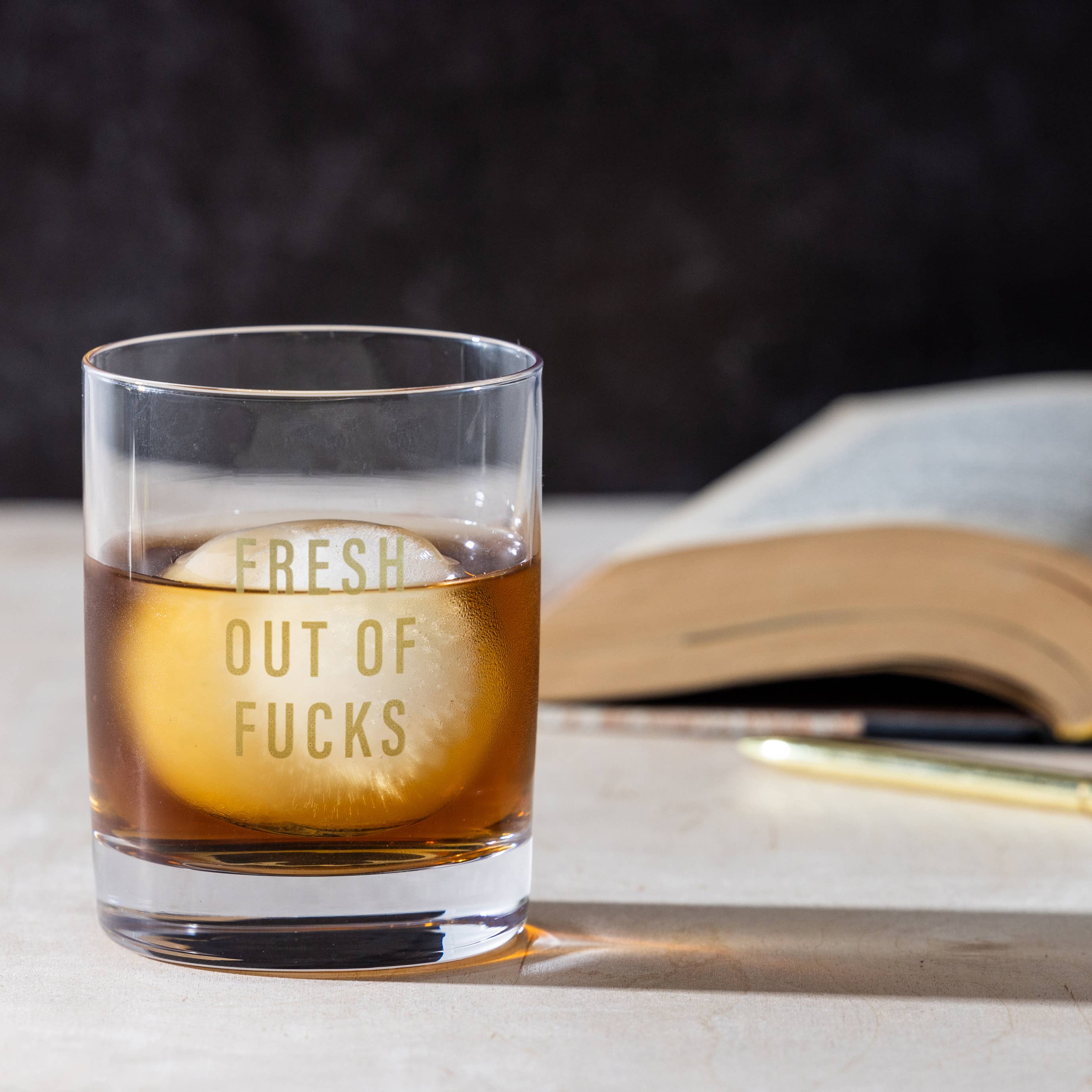 Transparent Fresh Out Of Fucks Rocks Glass for wholesale on Faire2