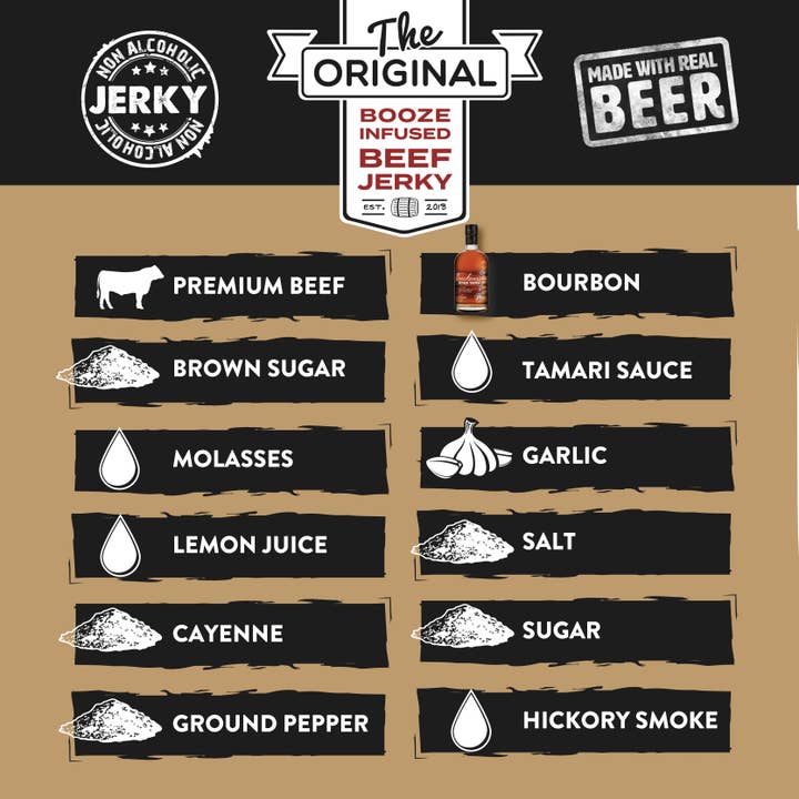 Boozy Jerky - Wholesale Jerky - Bourbon Whiskey Beef Jerky