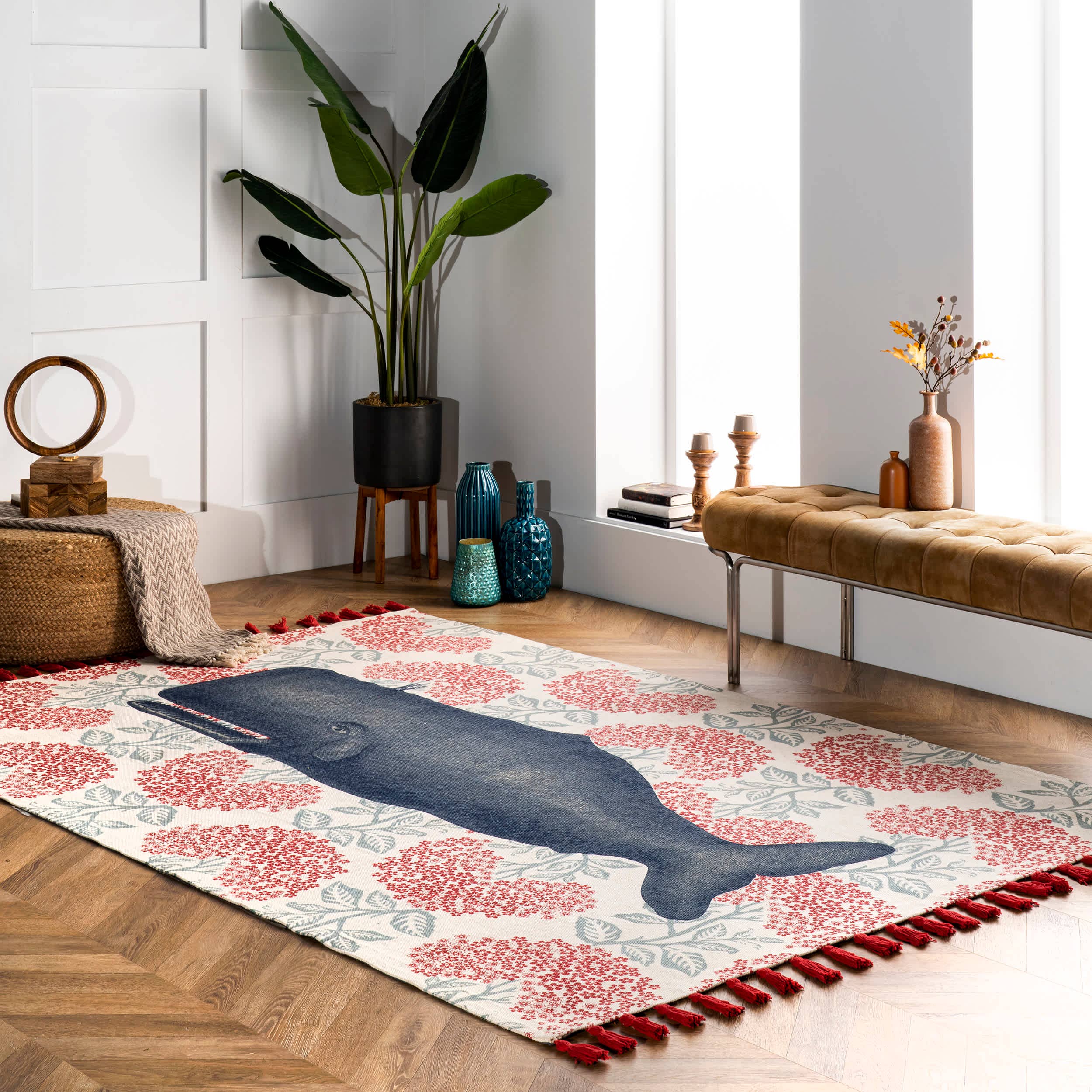 Multi Thomas Paul Flatweave Cotton Whale Area Rug for wholesale on Faire0