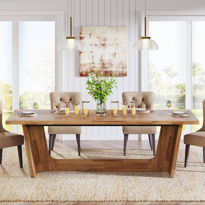 Light Brown 70.87-Inch Dining Room Table for Big Family Gatherings for wholesale on Faire