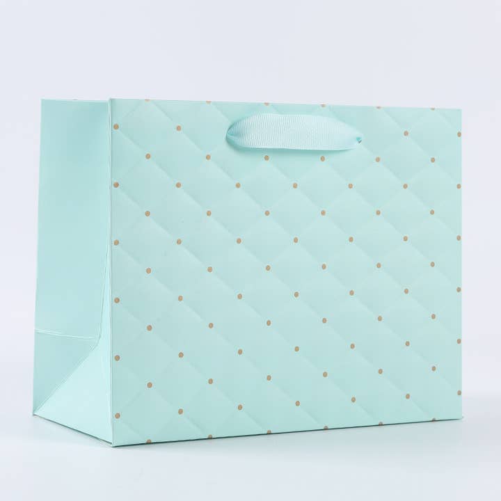 ByHome - Wholesale Gift Bag - 12pcs, tiffany blue dot wavy surface gift bag w/ tissue