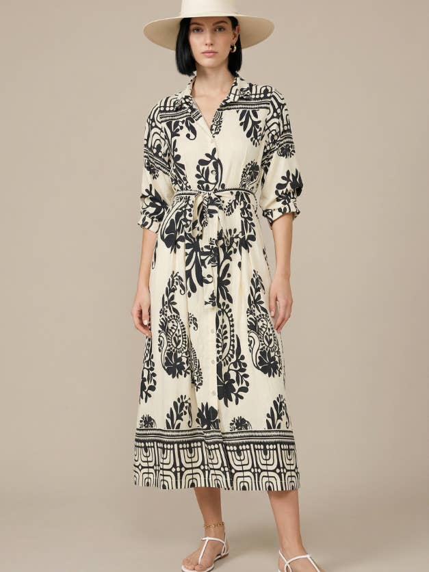 Vestido midi con estampado geométrico para venta al por mayor de RUBIENN