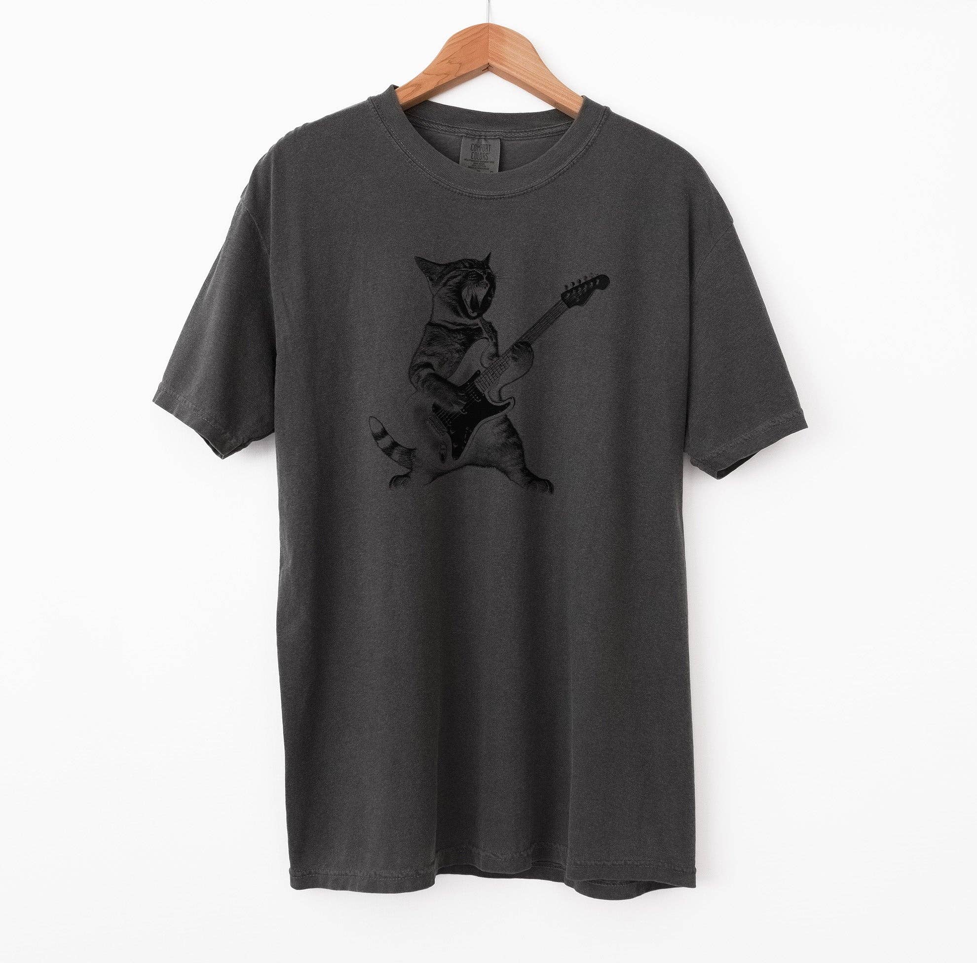 Blue Giraffe Inc – wholesale Screen printed t-shirt – unisex – Cat Playing Guitar T-Shirt2