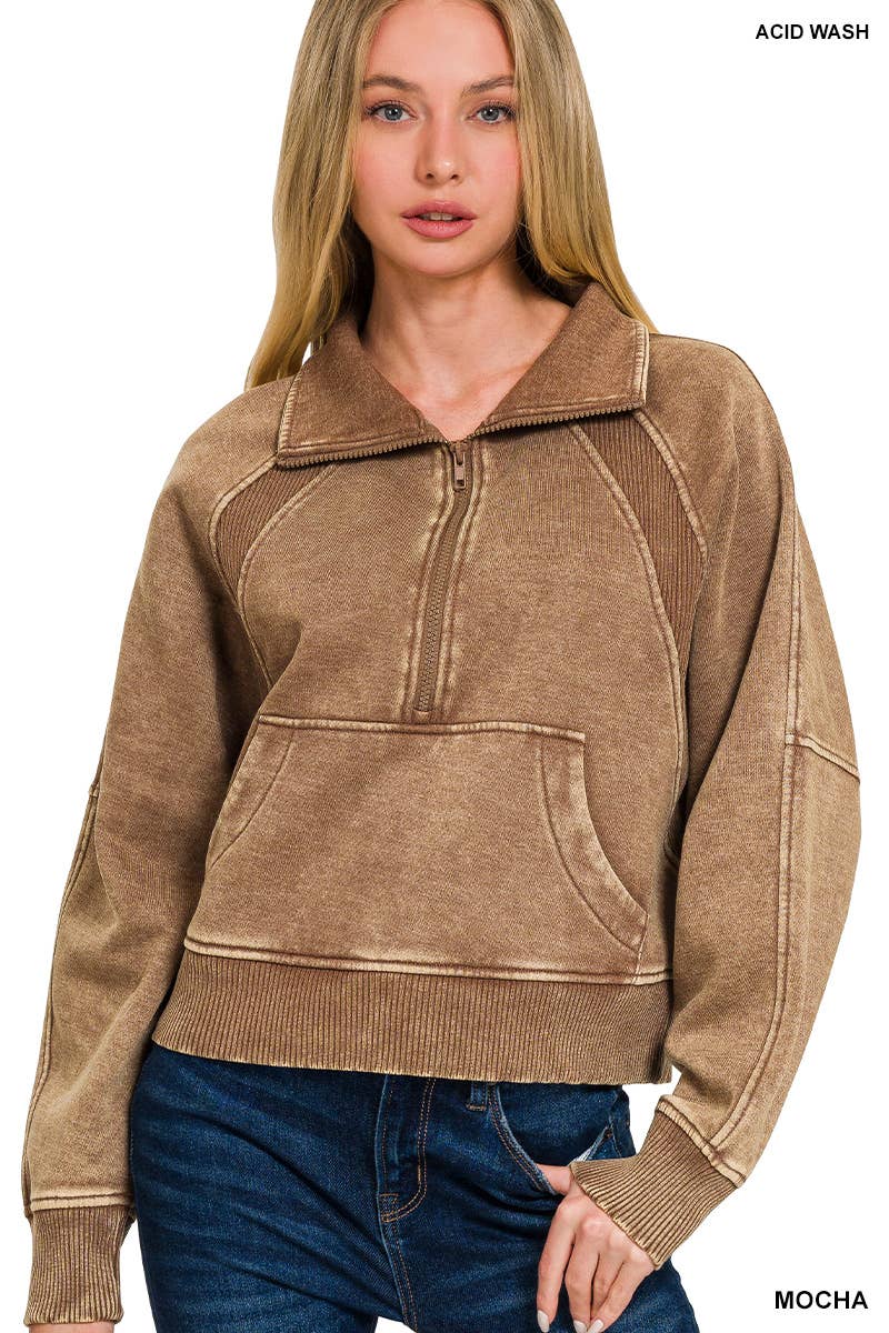 42POPS - Wholesale Sweatshirt - Women's - `.Half Zip Cropped Pullover43