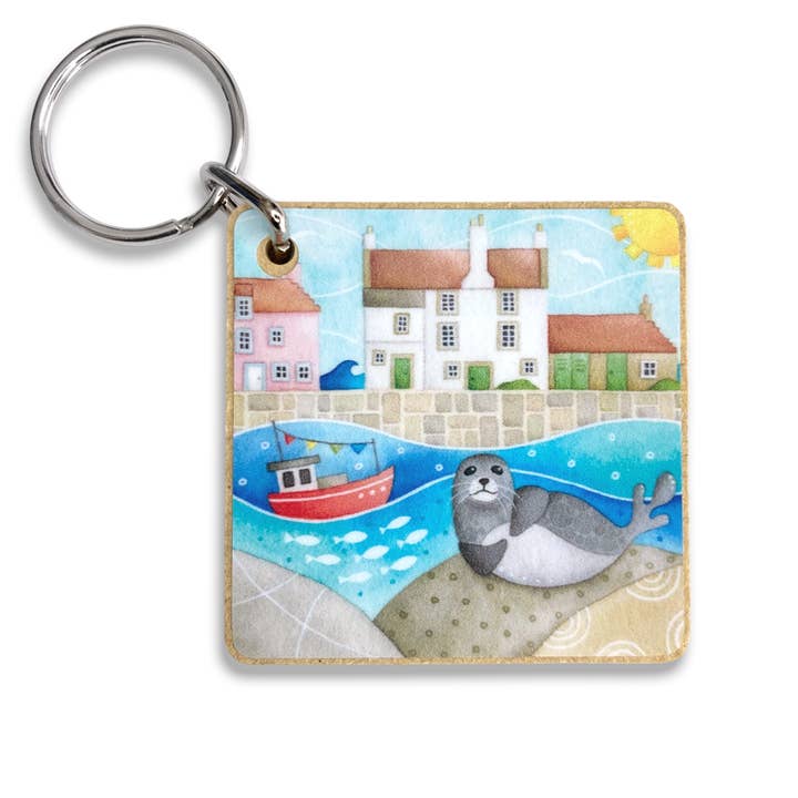 Seal Keyring - Fishing Harbour Keychain - Seaside Gifts for wholesale by East Neuk Beach Crafts