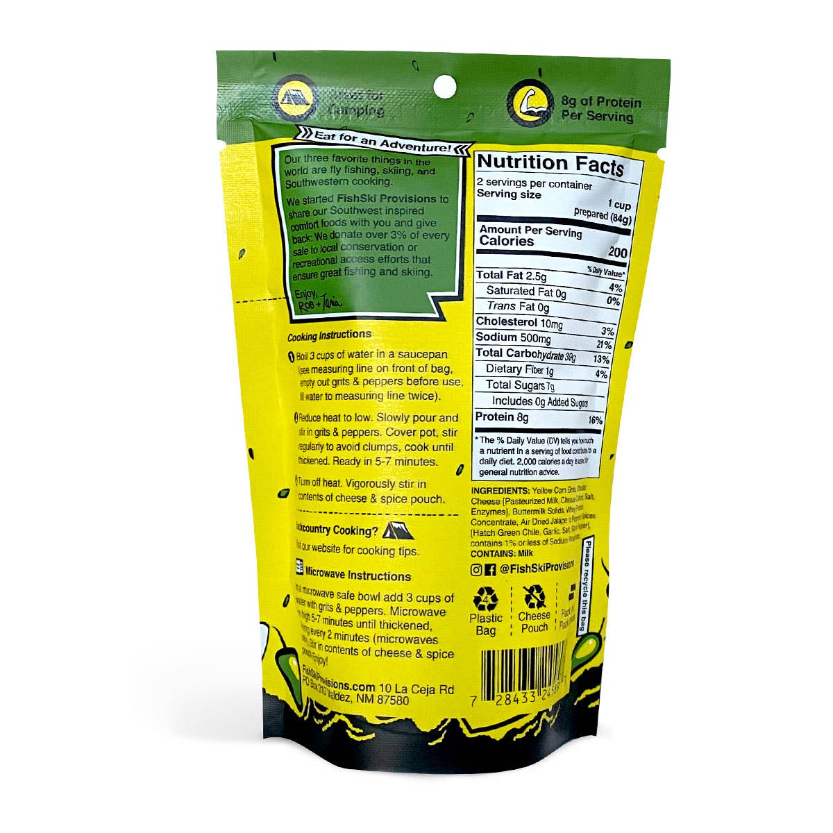 FishSki Provisions - Wholesale Grits - Jalapeno, Hatch Green Chile, Cheddar Yellow Corn Grits1