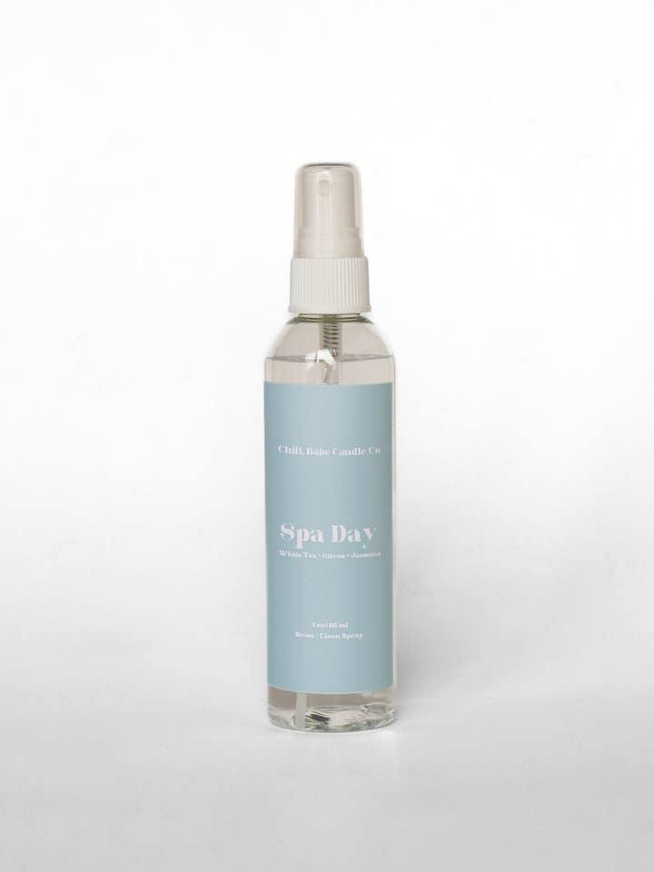 Spa Day Room & Linen Spray | White Tea + Citrus + Jasmine for wholesale by Chill, Babe Candle Co