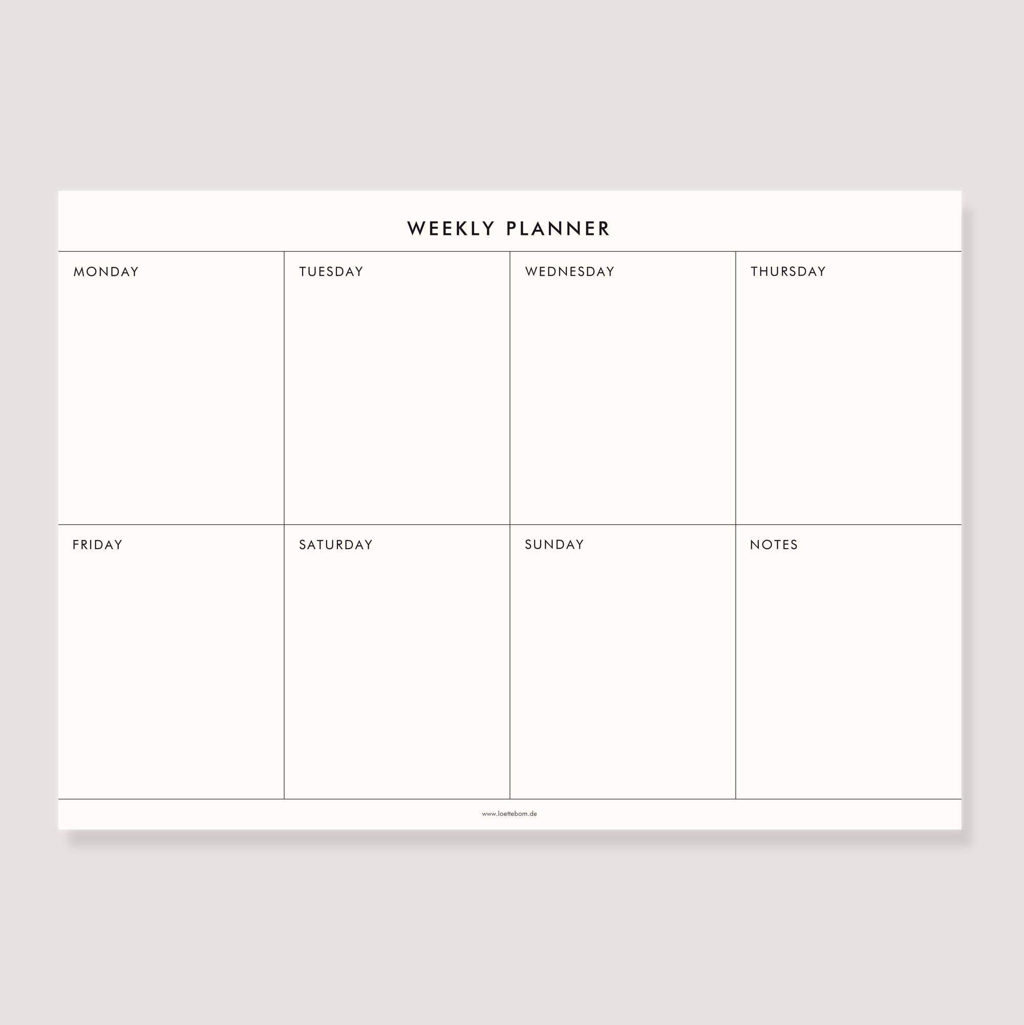 LØTTEBOM - Vente Agendas - Planificateur hebdomadaire « Weekly Planner »0