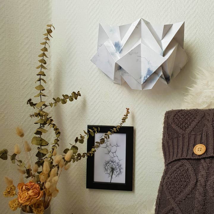 Gris Aplique mural de origami en papel - Motif Hiver de venta al por mayor en Faire
