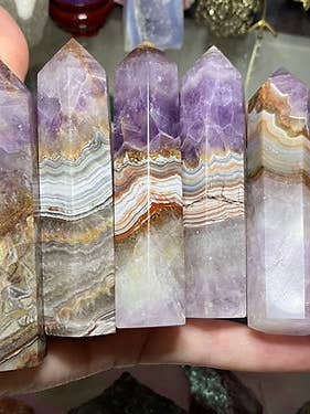 Amethyst & Mexican Lace Agate Tower - Medium for wholesale by Prettygoods