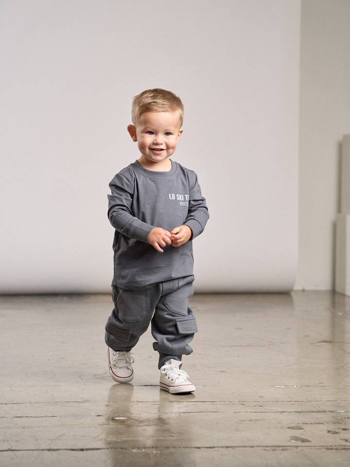 Little Bipsy - Wholesale Shirt - Kids - Long Sleeve Ski Team Tee - Smoke