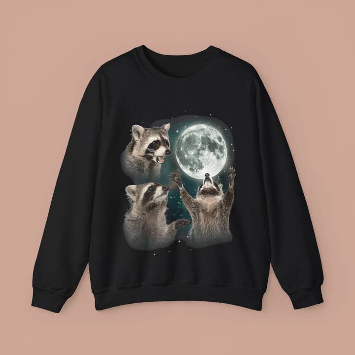 Vintage Three Raccoons Moon Retro Sweatshirt for wholesale by KILLER RETRO