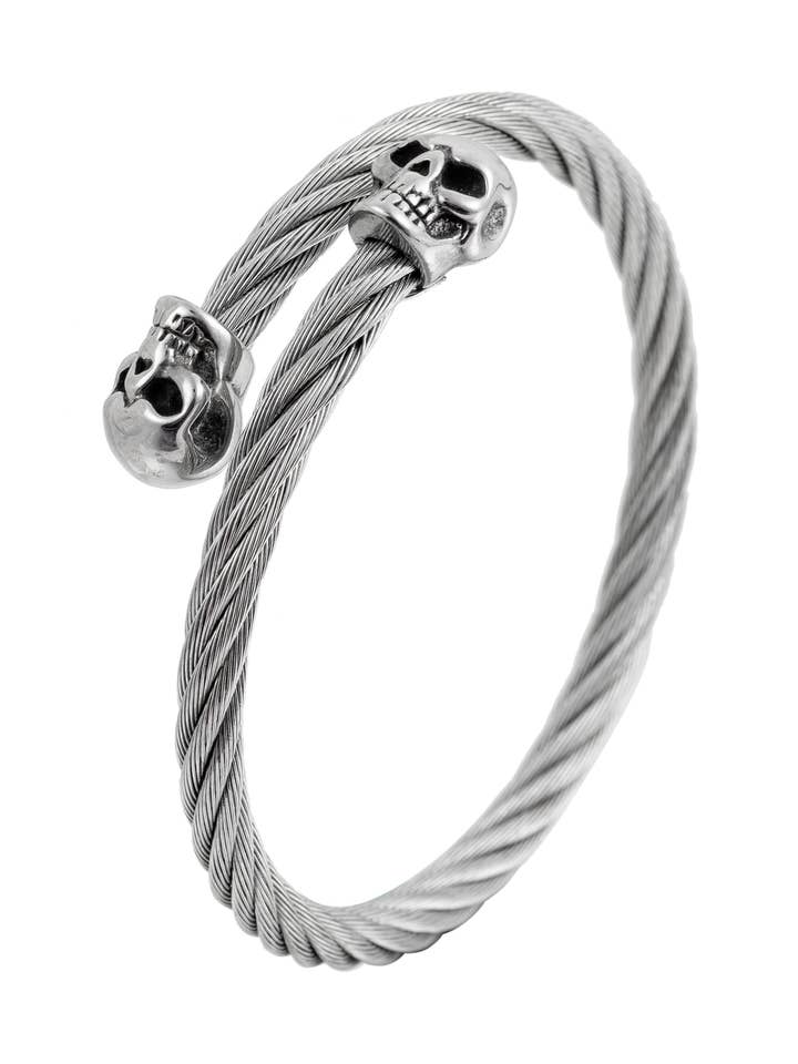 Armband met dubbele schedel voor wholesale door Eye Candy Los Angeles