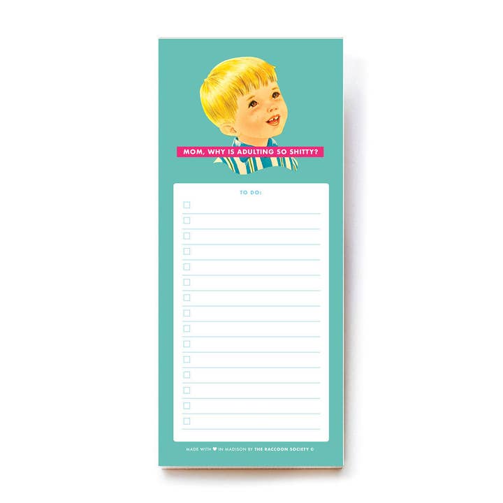 The Raccoon Society - Wholesale Notepad - Adulting - Fridge Notepad
