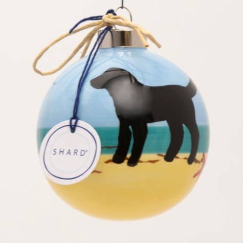 Adorno de perro negro en la playa para venta al por mayor de Shard at Home