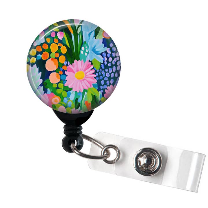 Badge Reel, Vibrant Floral, Badge Holder for wholesale by Good Girl Gone Badge