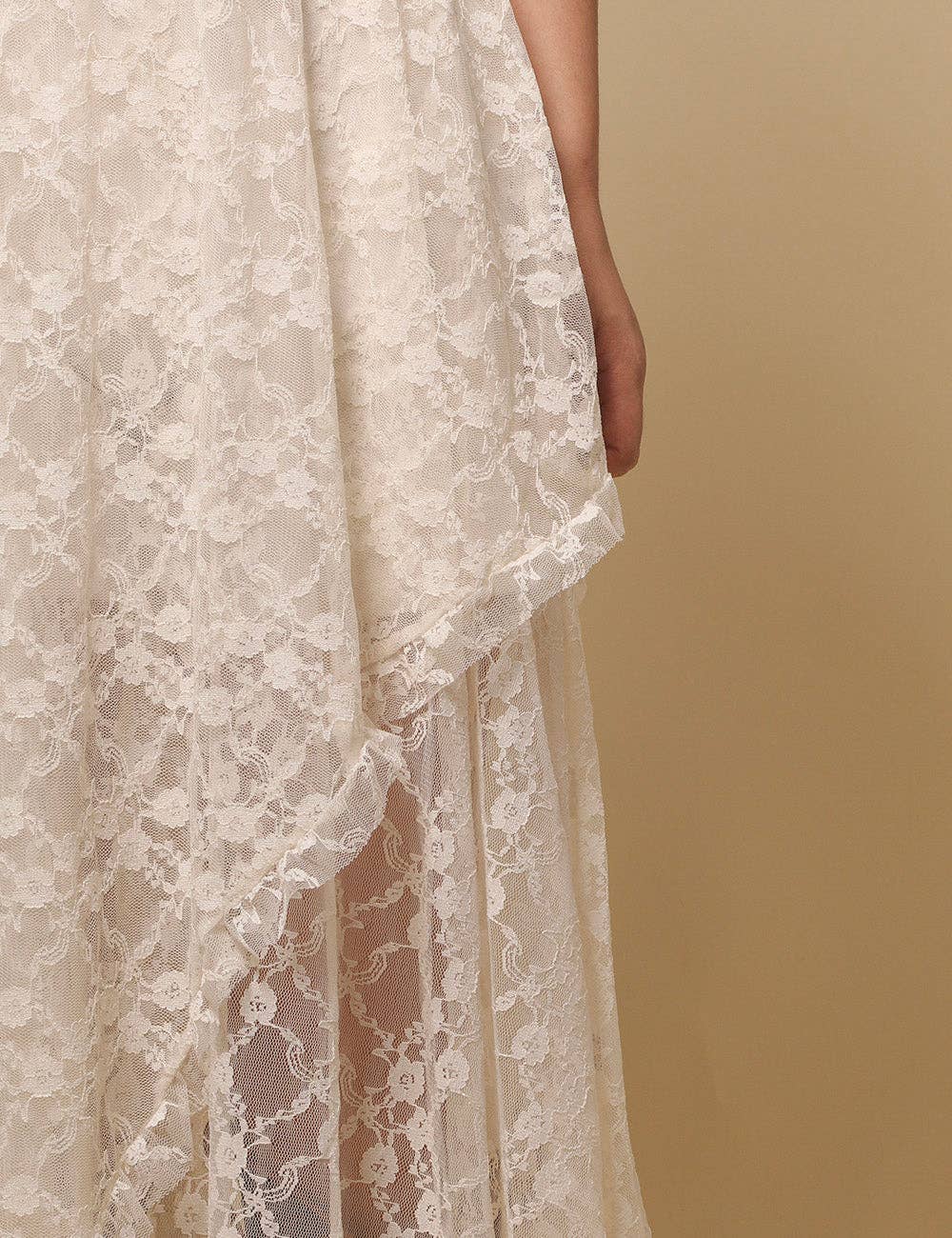 Sweetkama - Vente Jupe – femme - Jupe mi-longue en dentelle florale de couleur unie pour femmes SKS480114