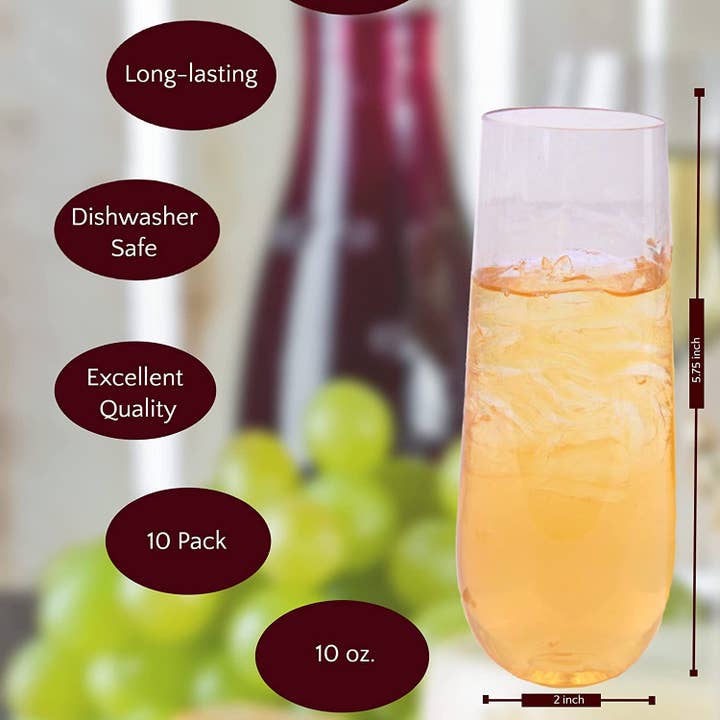 EcoQuality - Wholesale Disposable cup - EcoQuality Fancy Stemless Clear Disposable Plastic Champagne1