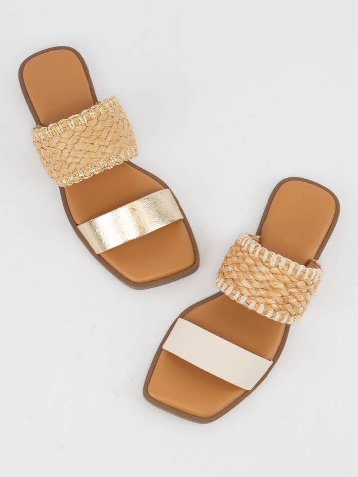 LYSETT BOLD DOUBLE STRAP SQUARE-TOE SLIP-ON SANDAL for wholesale by CCOCCI