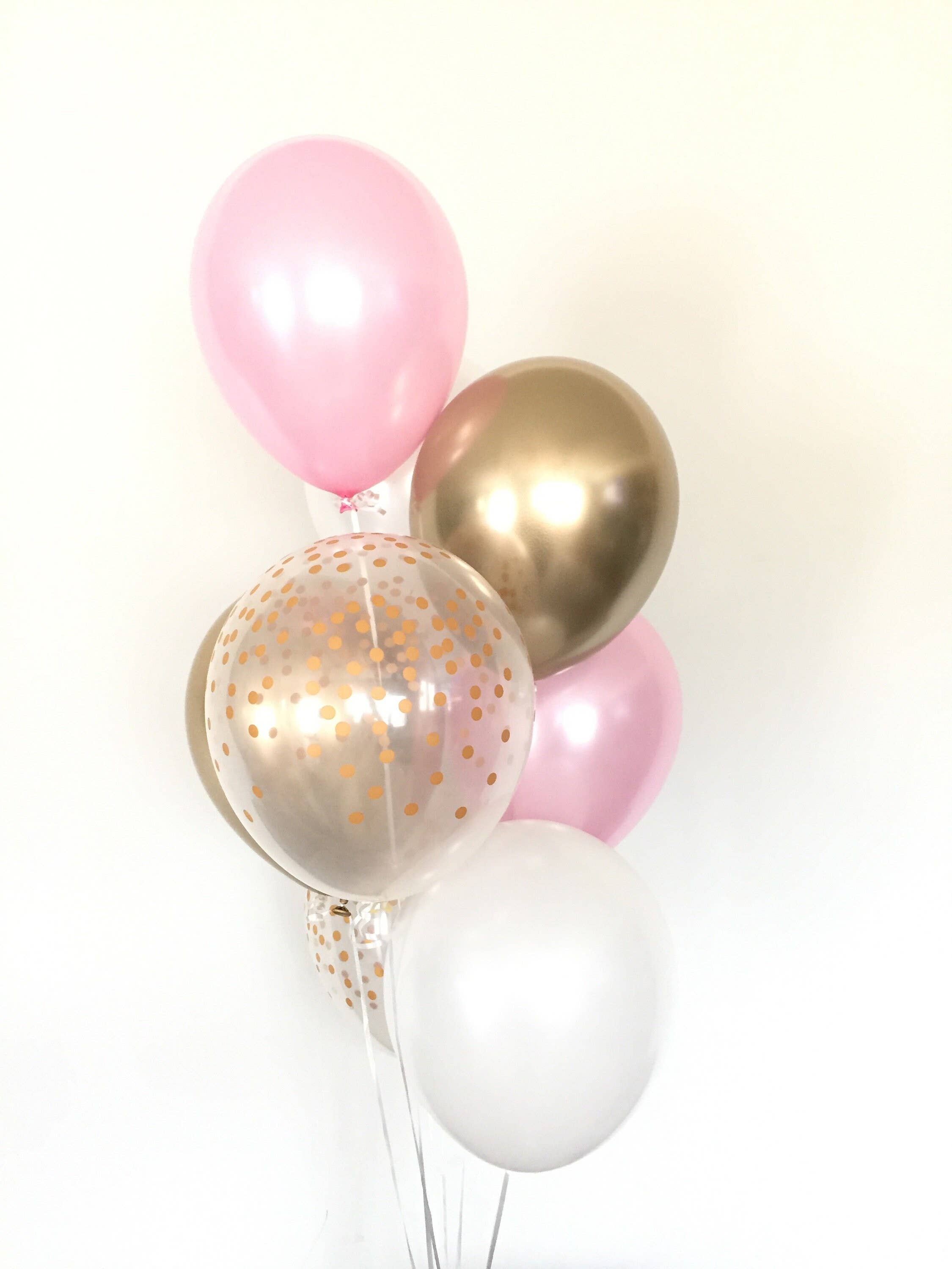 Hullaballoons - Wholesale Balloon - Pink, Gold & White Balloons | Set of 8 Latex Balloons9