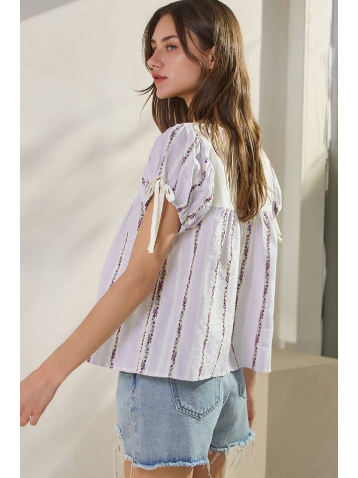 Oddi - Wholesale Blouse - Women's - Floral Embroidery Jacquard Blouse