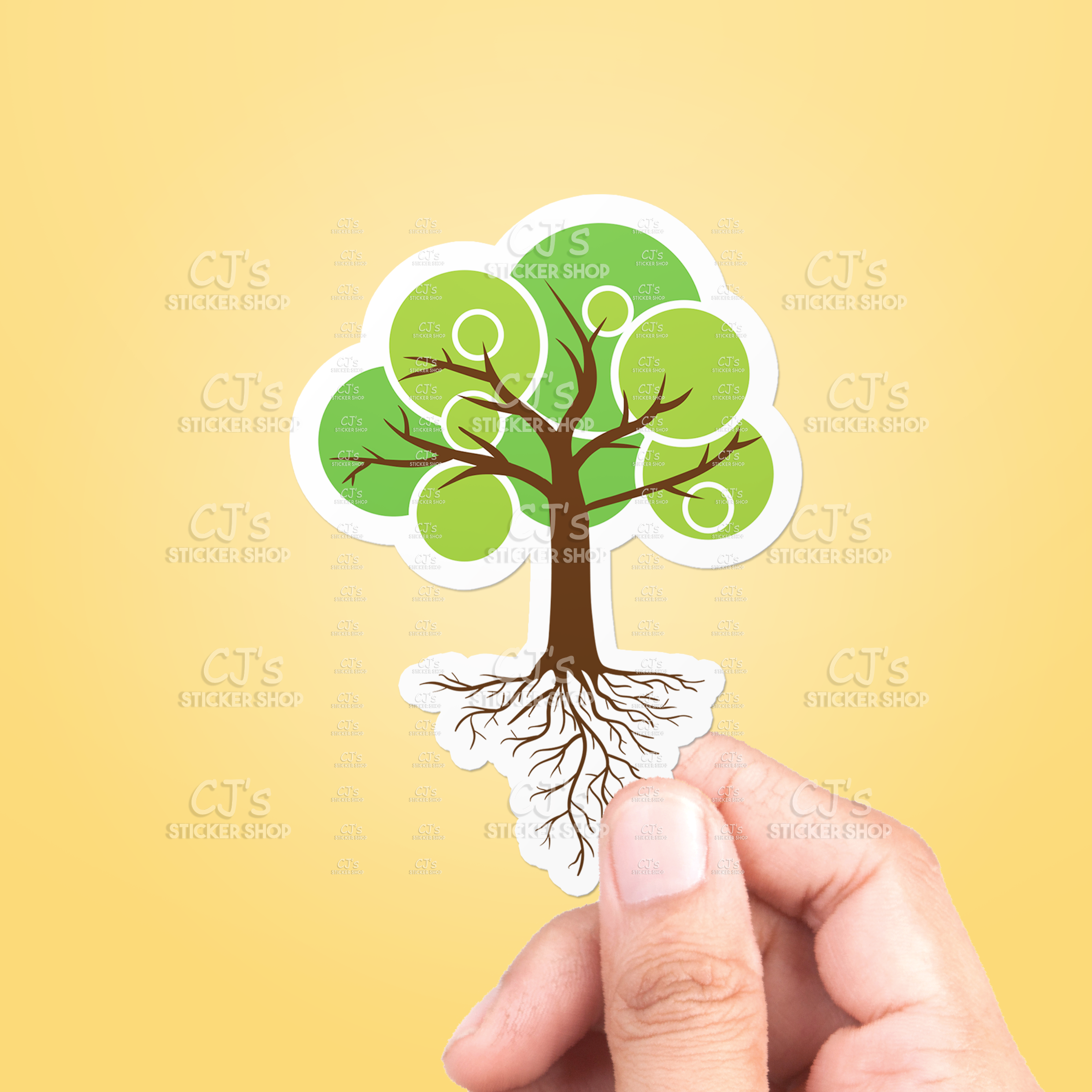 CJ's Sticker Shop - Wholesale Sticker - Tree With Roots #3 Sticker Vinyl Decal0