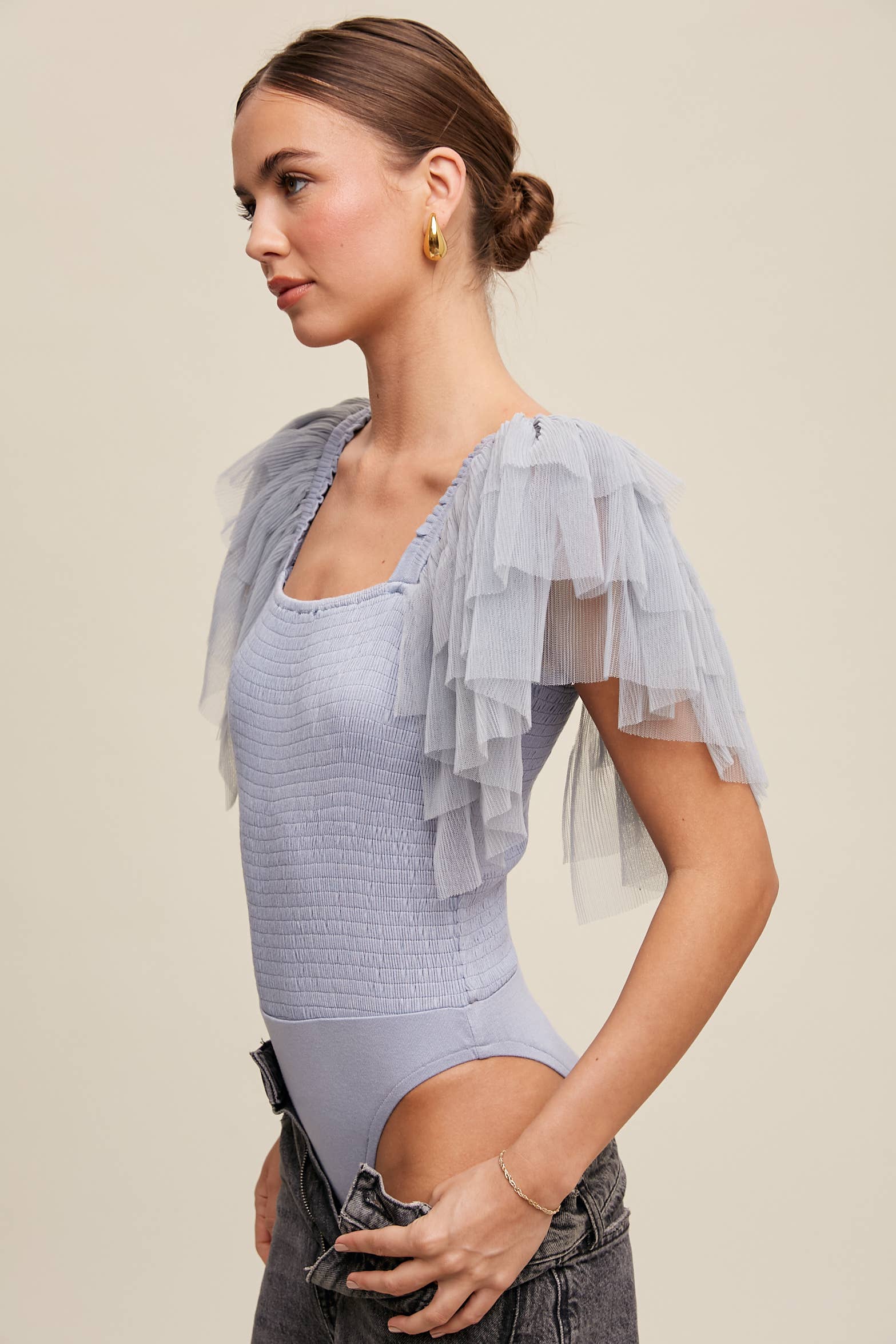 Listicle – Bodysuit - Mulher por atacado – Body Elegância Plissada38