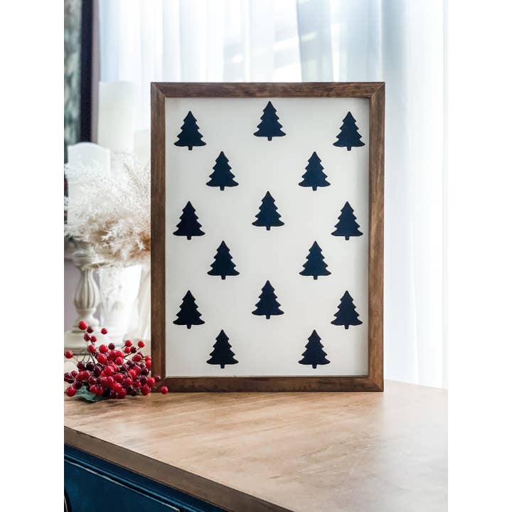 Christmas Tree Pattern Sign, Christmas Wall Decor for wholesale by Rustic Culture