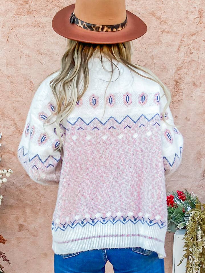 AND THE WHY - Wholesale Cardigan - Women's - ATW14287 - Button Down Front Aztec Print Cardigan