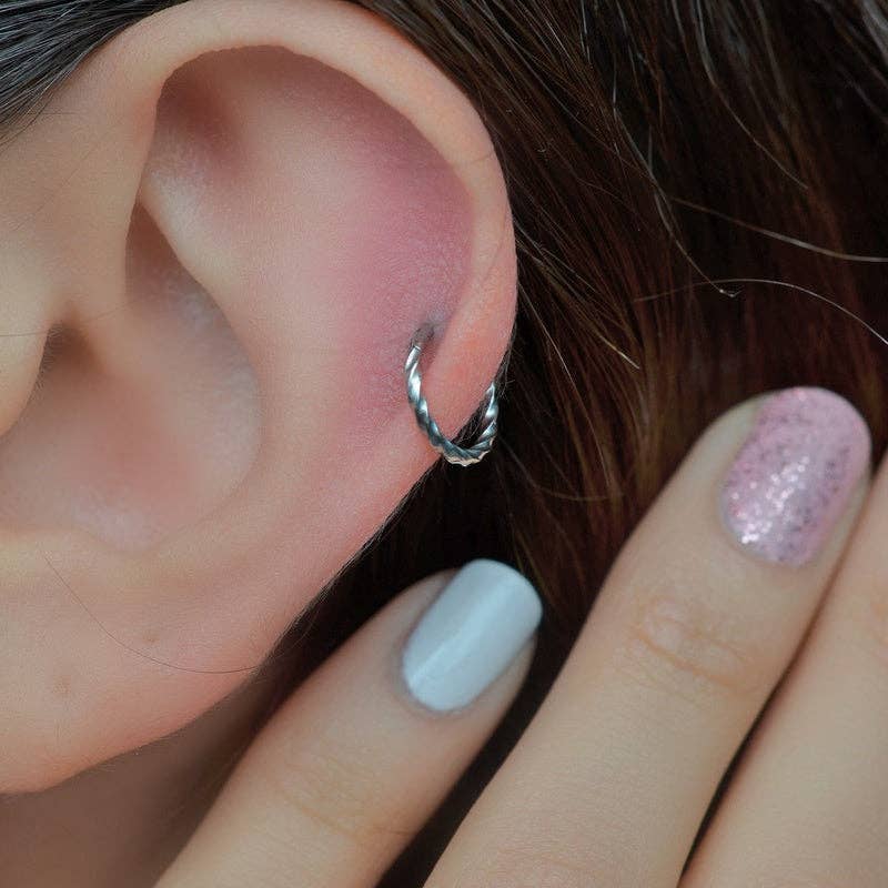 StockJWL - Wholesale Single Earring - Twisted Earrings Spiral Piercing  Spiral Earrings Helix  Ring  Crimped Steel for Tragus, Helix, Cartilage, and Lobe Gold and Silver9