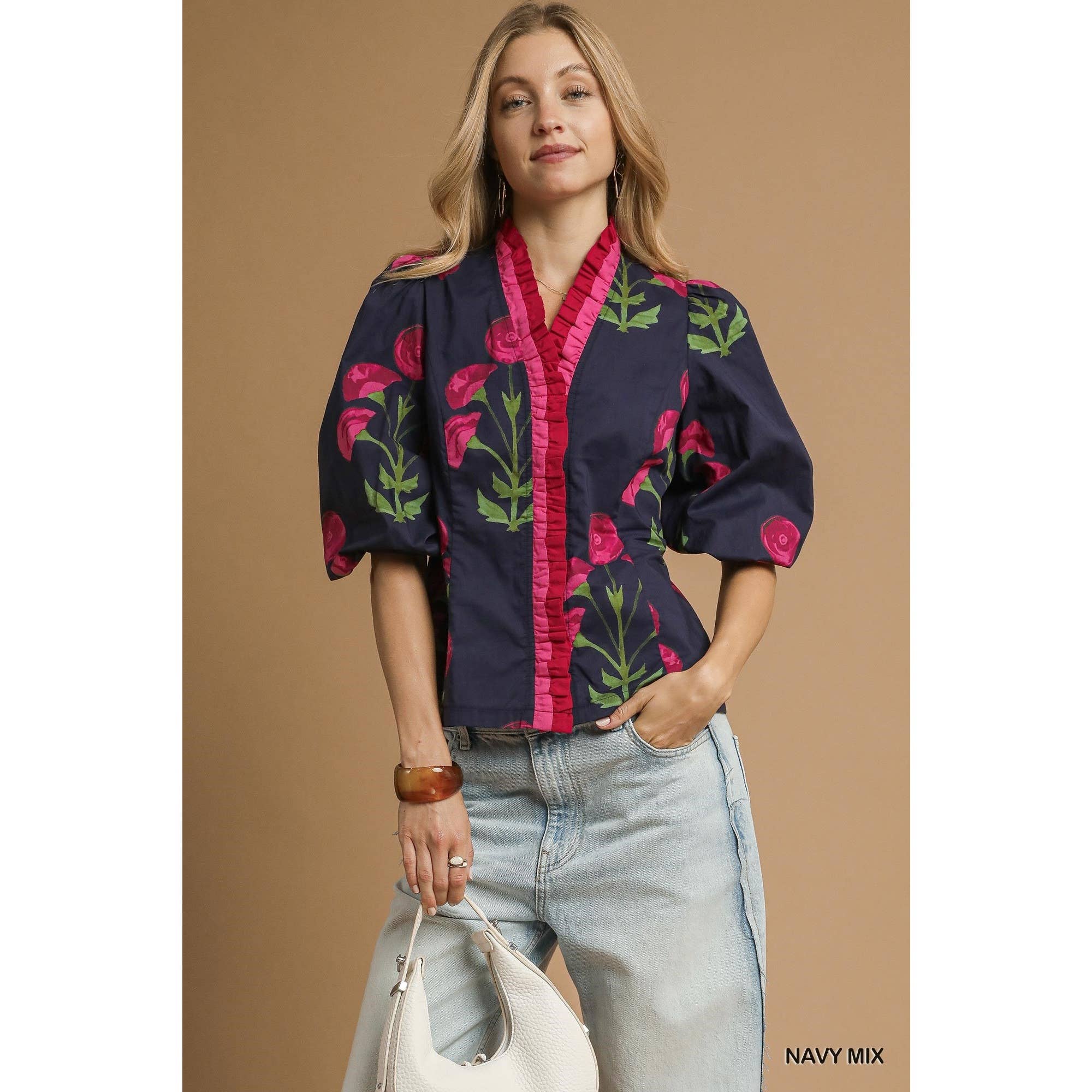 STYLE USA - Vente Tunique – femme - Haut à volants à imprimé floral9