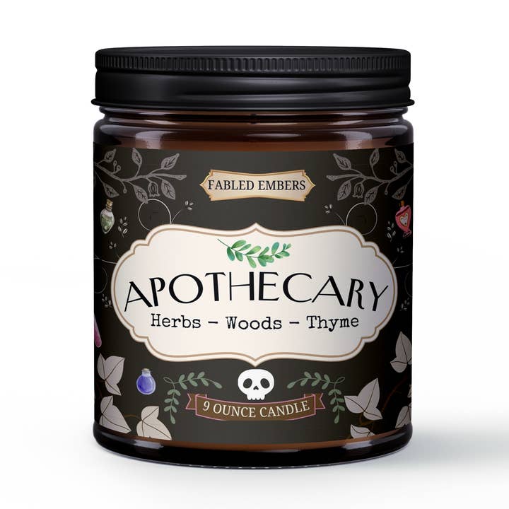 Fabled Embers - Wholesale Jar/Filled Candle - APOTHECARY cottagecore 9oz Candle Coconut Soy0