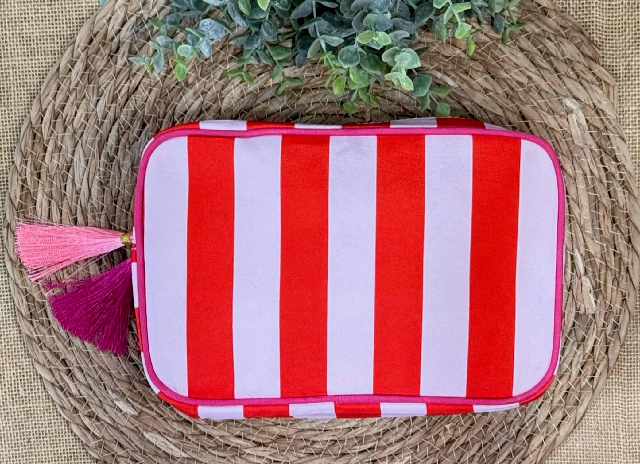 Lakely Claire Wholesale - Wholesale Makeup/Cosmetic Bag - Stripe Cosmetic Bag with Tassel 0