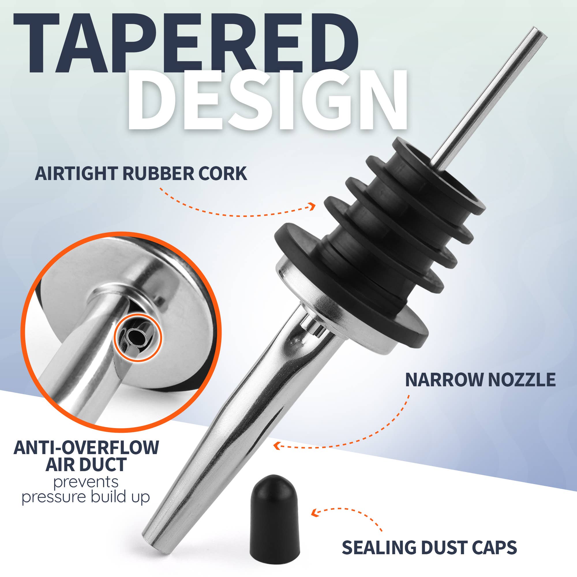 Zulay Kitchen - Wholesale Liquor Dispenser - Stainless Steel Liquor Pourers with Rubber Dust Caps11
