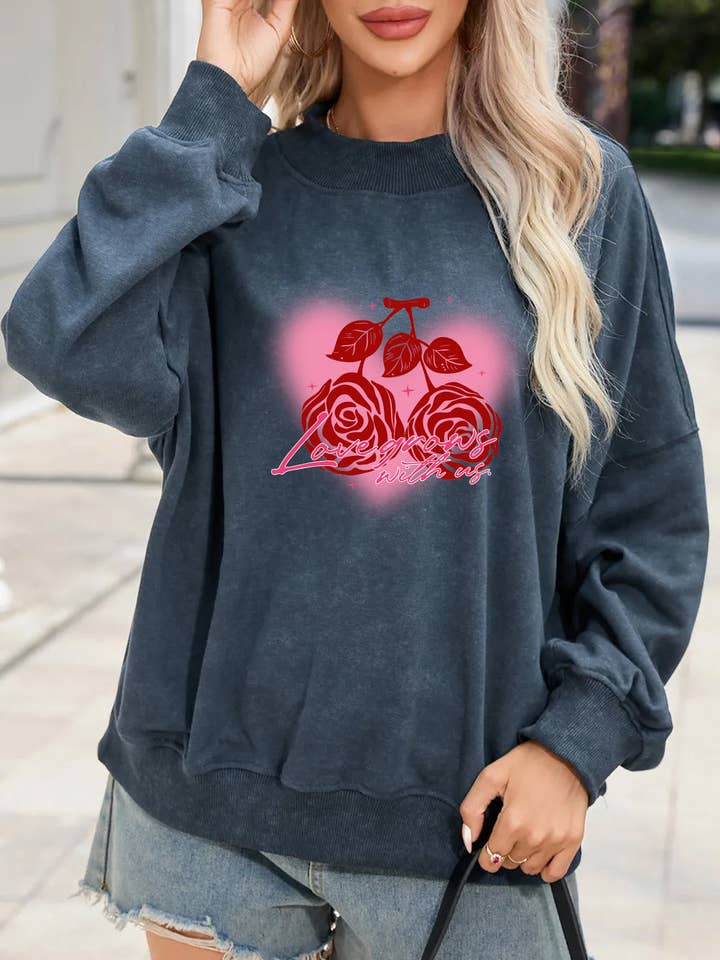 Alla hjärtans dag lysande ros kärlek grafisk sweatshirt för wholesale av Lovesoft