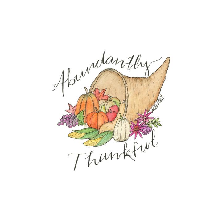 Stem and Soul - Venta al por mayor Tarjetas de Acción de Gracias - Tarjeta de Acción de Gracias de Cornucopia Abundantly Thankful