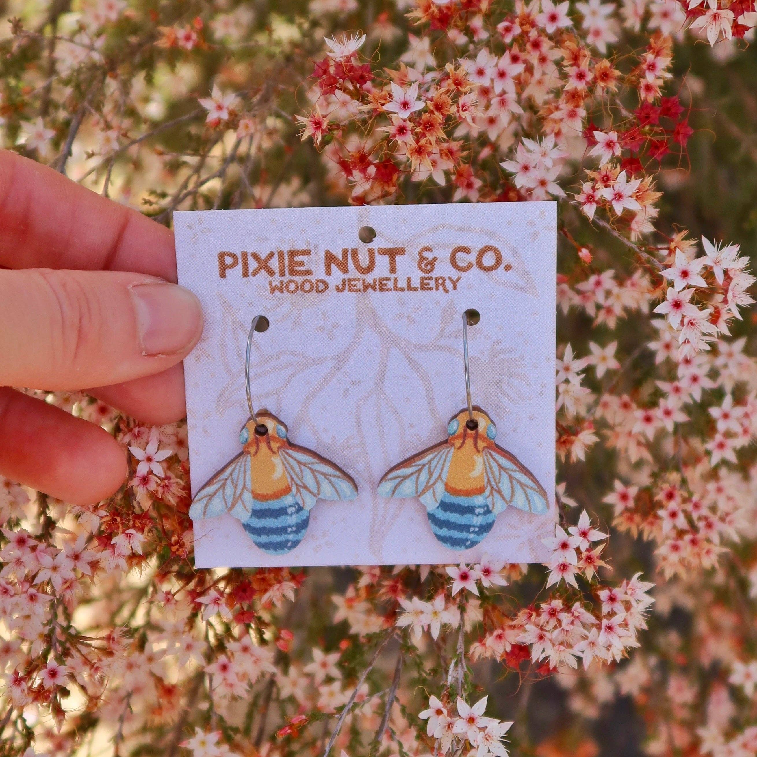 Pixie Nut & Co. - Wholesale Dangle Earrings - Blue Banded Australian Bee Earrings1