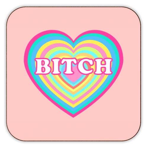 Sous-verres « Pastel Heart Bitch » pour la vente par ART WOW
